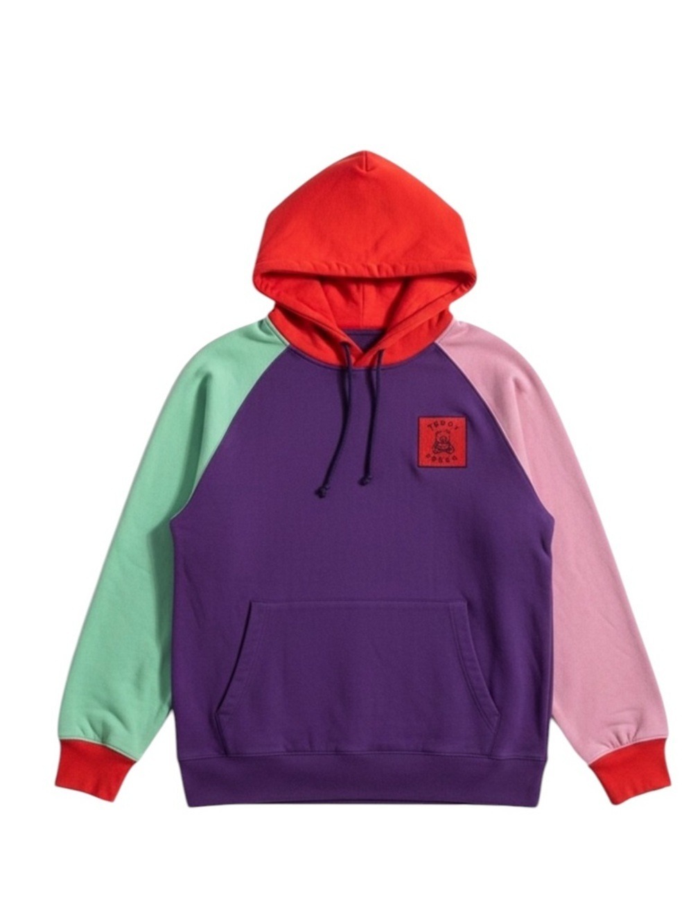 Teddy‎ Fresh Color Block Hoodie Purple, Red, Pink, Green Size Large EUC - Picture 2 of 7